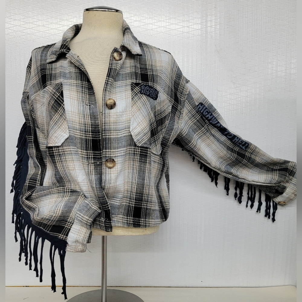 **SOLD******AC/DC World Tour 1979 Plaid Fringe Jacket - Picture 2 of 10